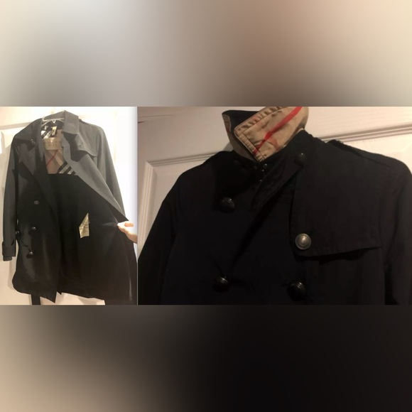 Burberry Brit Balmoral Black Double Breasted Wool Liner Belt Trench Coat Jacket! - Picture 4 of 12